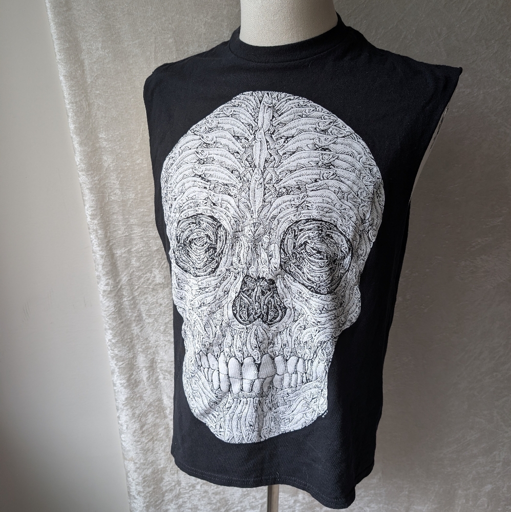 Ray Troll Skull Composed Of Salmon Home Made Sleeveless Men's Tank